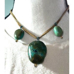 Cousin Claudine  Sterling & Turquoise Necklace -- 16"